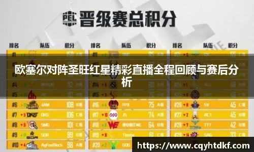 欧塞尔对阵圣旺红星精彩直播全程回顾与赛后分析
